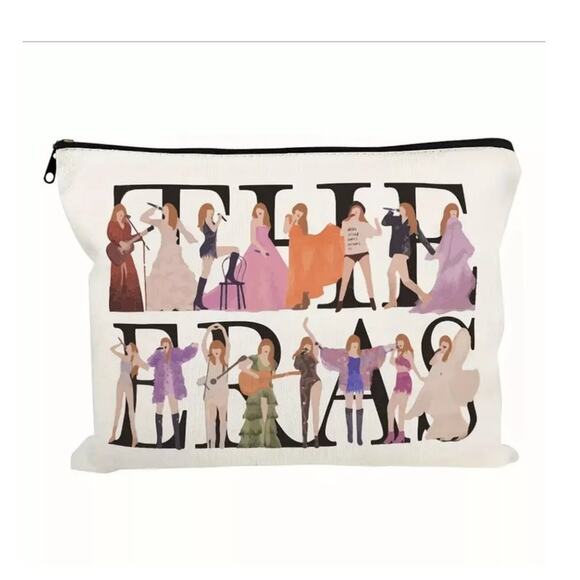 Taylor Swift The Eras Tour Pouch Make Up Canvas Bag Zipper Closure, NWOT - Picture 1 of 7